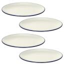 Set de 4 assiettes rondes en porcelaine, assiettes à bord foncé, blanc, noir, chacune Ø 20,5 cm