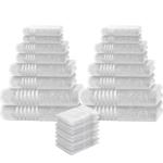 Set 16 pezzi Casativo, asciugamani da bagno, doccia e mani, bianco + 8 flanelle in omaggio