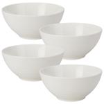4er Porzellan Schüssel Set - Ø 16 cm - 750 ml Müslischale Suppenschale Salatschale weiss - Spülmaschinenfest - Gastro-Qualität - Modernes Design