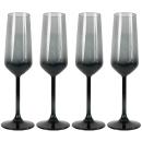 4er-Set Sektglas mit Farbverlauf - Modernes Champagnerglas schwarz - 195 ml Volumen - Kantige Form - Ideal für Feiern & Geschenk