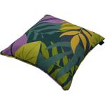 Coussin décoratif Feuilles vert 50x50 cm - Robuste grand teint UV-protection intérieur extérieur - Housse coton polyester fermeture éclair - 550g