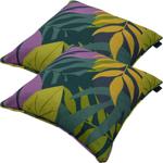 set di 2 cuscini decorativi design foglia verde, 50 x 50 cm, cuscino robusto e resistente ai colori per mobili da giardino, salotto e balcone